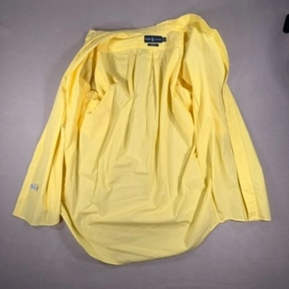 Ralph Lauren Blake Short Sleeve Button Down Large Mens Yellow Cotton Shirt